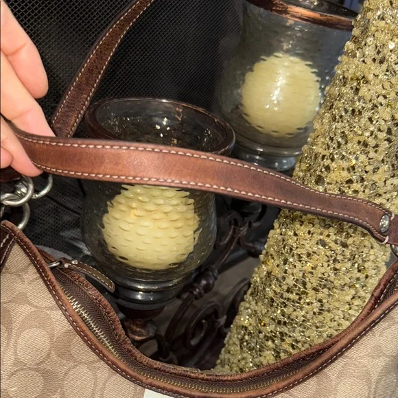 Coach Brown and Cream Signature Stripe Shoulder Bag and crossbody - Picture 5 of 14